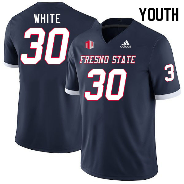 Youth #30 Damarrion White Fresno State Bulldogs College Football Jerseys Stitched-Navy